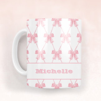 Trendy Coquette Bridesmaid Pink Bow Coffee Mug