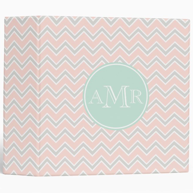 Trendy Coral and Mint Monogram Binder (Front/Spine)