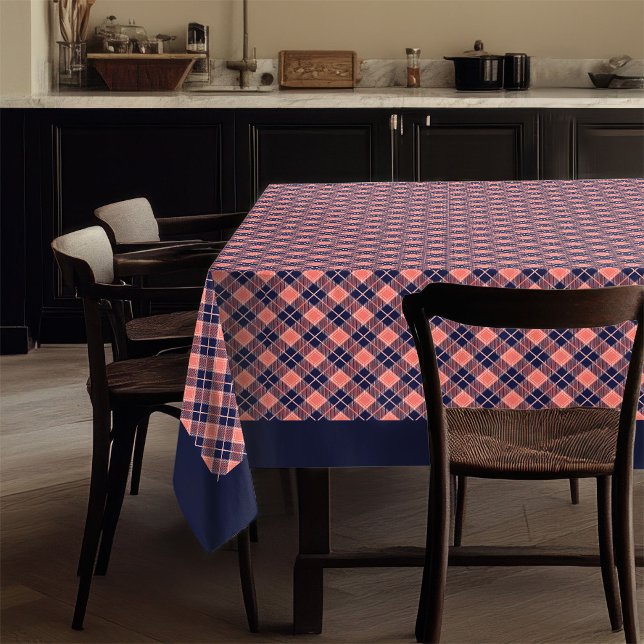 Trendy Coral Navy Tablecloth Fresh Look for Dining (Trendy Coral Navy Tablecloth Fresh Look for Dining)