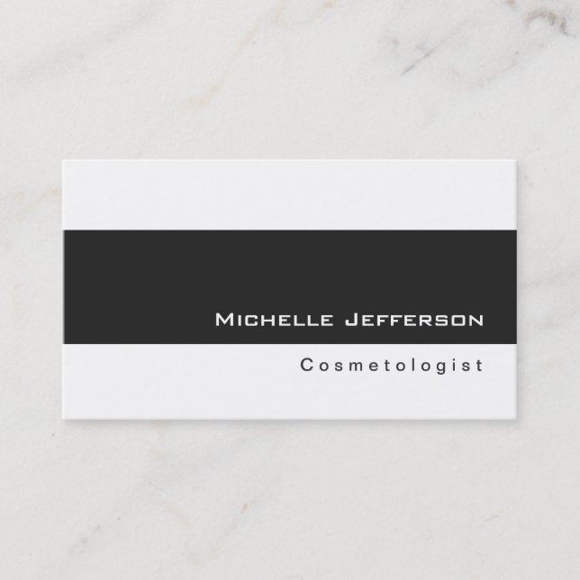 Trendy Cosmetologist Black White Business Card (Front)