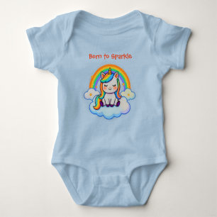 Trendy Cotton Blue Unicorn Baby T-Shirt Bodysuit