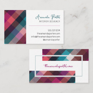 Trendy Country Chic Feminine Plaid Business Card