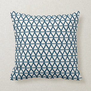 Trendy Cream and Navy Diamond Lattice Pattern Throw Pillow
