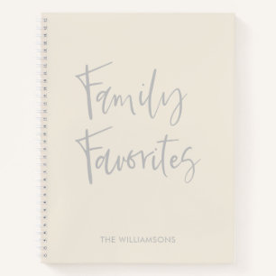 Trendy Cream White Script Cooking Family Recipe Notebook