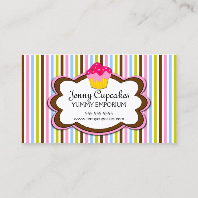 Trendy Cupcake Bakery Business Card (Front)