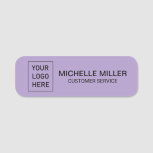 Trendy Custom Business Logo Employee Staff Purple Name Tag