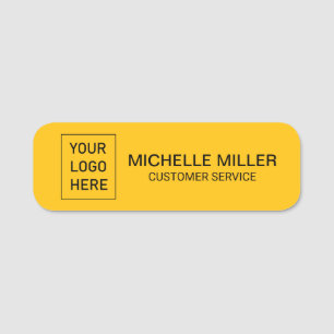 Trendy Custom Business Logo Employee Staff Yellow  Name Tag