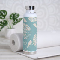 Trendy custom initial dusty blue floral insulated