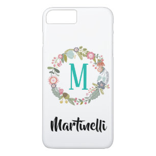 Trendy Custom Monogram Floral Wreath Case-Mate iPhone Case