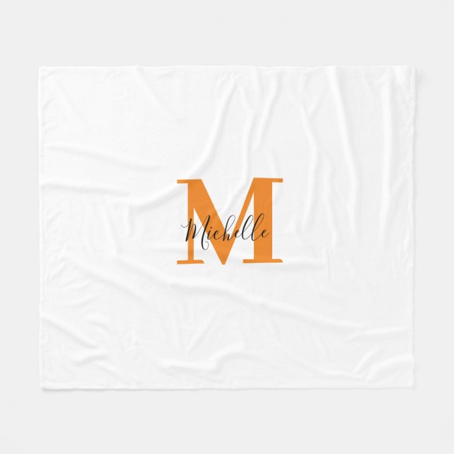 Trendy Custom Monogram Initials and Name Fleece Blanket (Front (Horizontal))