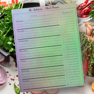 Trendy Custom Name Meal Planner on Rainbow Colour Notepad