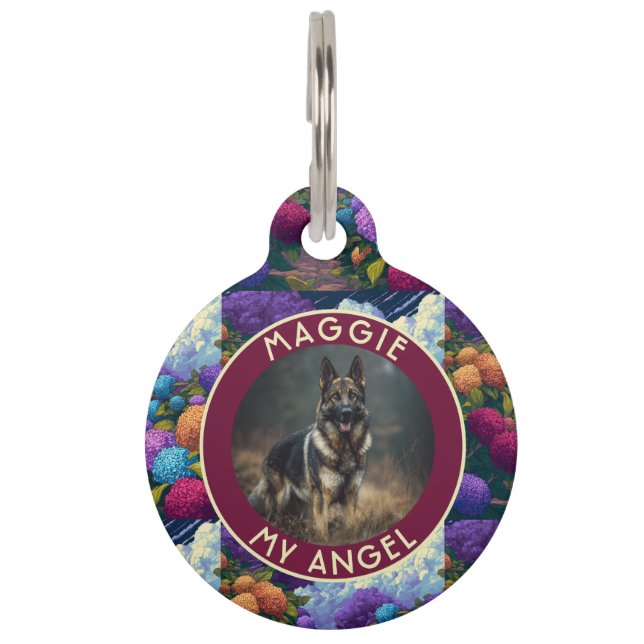 Trendy Custom Personalized Pet Gift Hydrangeas Flo Tag (Front)