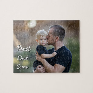 Trendy Custom Photo Father's Day Best Dad Ever  Jigsaw Puzzle