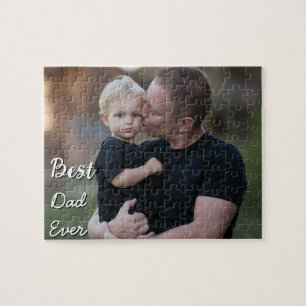 Trendy Custom Photo Father's Day Best Dad Ever  Jigsaw Puzzle