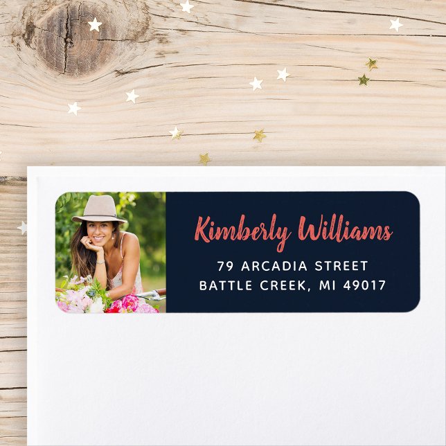 Trendy Custom Photo Graduation Return Address (Creator Uploaded)