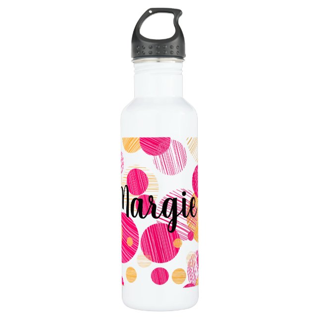 Trendy Custom Pink Polka-Dot Pattern 710 Ml Water Bottle (Front)