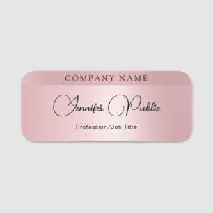 Trendy Custom Rose Gold Modern Elegant Handwritten Name Tag