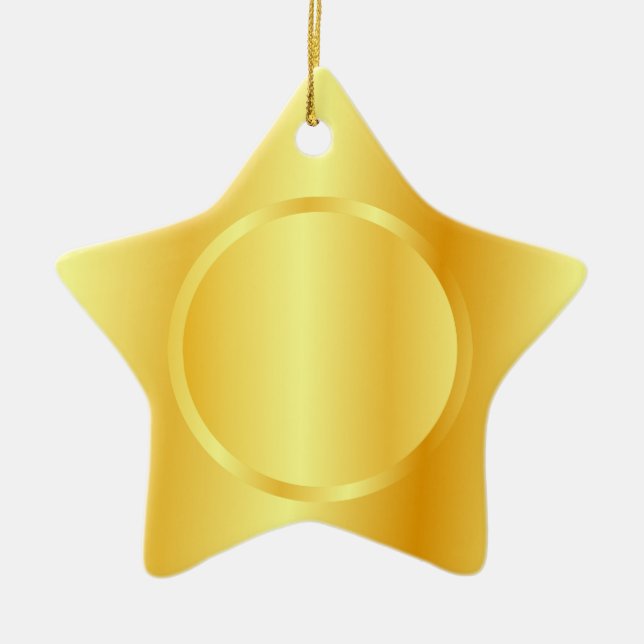 Trendy Custom Template Faux Gold Metallic Look Ceramic Ornament (Front)