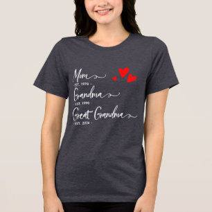 Trendy Custom Year Mom Grandma Great GrandmT-Shirt Tri-Blend Shirt
