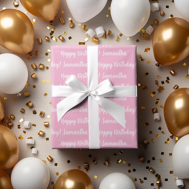 Trendy Customizable Message | Name Pattern Gift Wrapping Paper (Creator Uploaded)