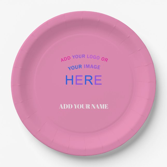 Trendy Customizable Personalized Trademark  Pink  Paper Plate (Front)