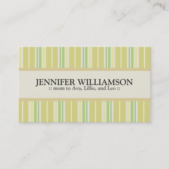 Trendy Customized Mommy Calling Cards Stripes : 02 (Front)