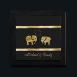 Trendy cute black /golden elephant in love gift box<br><div class="desc">Trendy cute black /golden elephant in love  design. Sophisticated and artistic colour composition. A modern,  unique graphic work of art made for you. You can customize this product by adding your own name  nickname or monogram. Perfect gifts for elephant and unique designs  lovers,   a gift for every occasion.</div>