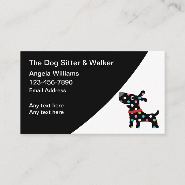 Trendy Cute Dog Sitter Modern Business Cards (Front)
