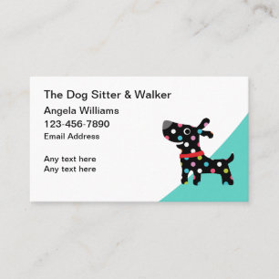 Trendy Cute Dog Sitter Walker Business Cards