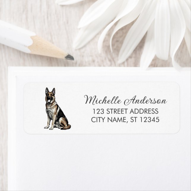 Trendy Cute German Shepherd Dog Return Address     (Insitu)