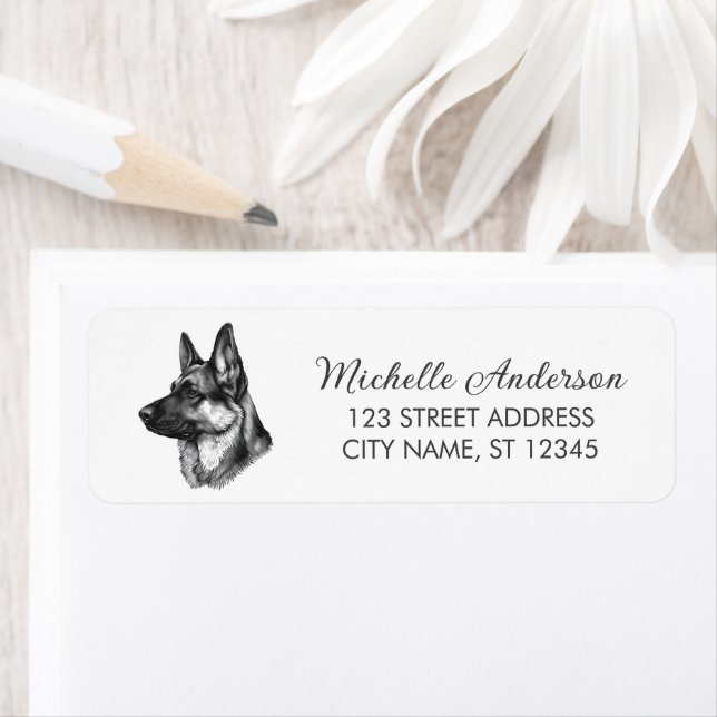 Trendy Cute German Shepherd Dog Return Address     (Insitu)