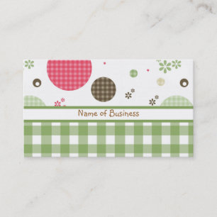 Trendy Cute Gingham Polka Dots With Name Business Card