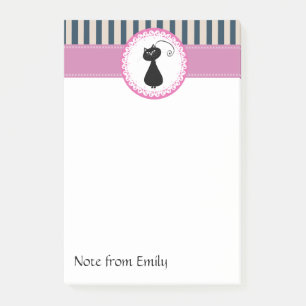 Trendy cute girly cartoon funny black cat post-it notes