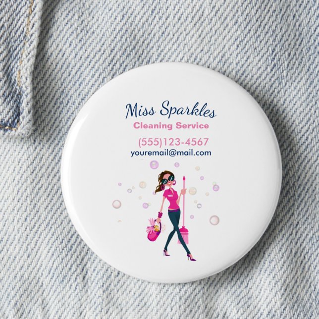 Trendy Cute Housecleaning Maid Service Business 2 Inch Round Button (Creator Uploaded)