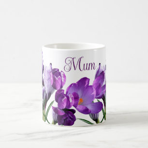 Trendy cute modern boho purple crocus floral Mum  Coffee Mug