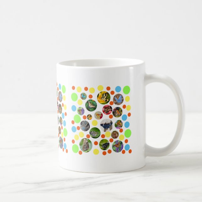 Trendy Cute Modern Butterflies Polka Dots Kids Coffee Mug (Right)