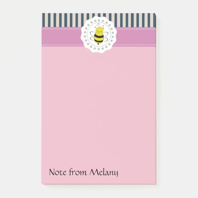 Trendy cute modern girly bee post-it notes (Front)