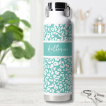 Trendy Cute Name Water Bottle<br><div class="desc">Fun and trendy design with this leopard print or animal print pattern accent. Personalize this water bottle with a name, initial, or even a short saying or inspirational word. Change out the background and font colours and typography to anything you want. You can even change the colour of the leopard...</div>