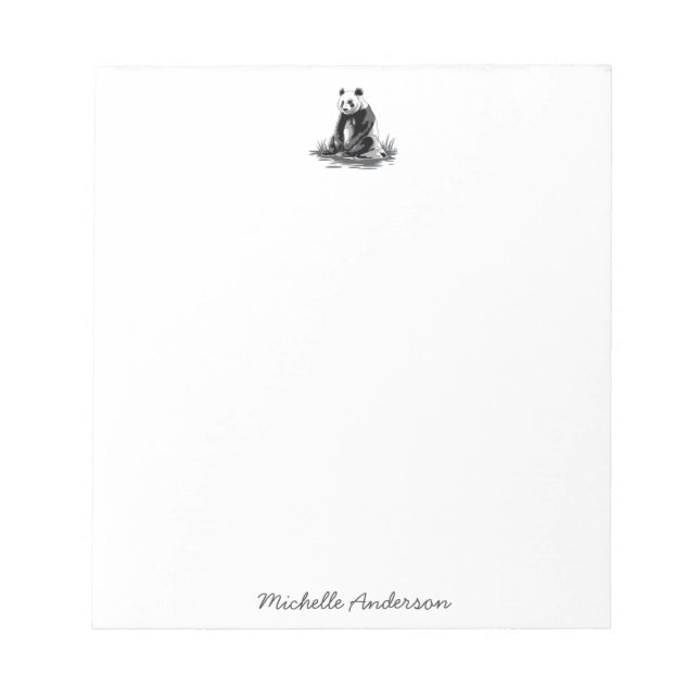 Trendy Cute Panda Bear Personalized  Notepad (Front)