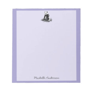 Trendy Cute Panda Bear Personalized Purple         Notepad