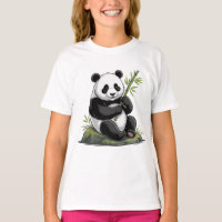 Trendy Cute Panda Bear With Greenery Bamboo