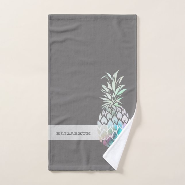 Trendy Cute  Pineapple,Stripe  -Personalized  Bath Towel Set (Hand Towel)