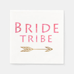 trendy cute pink bride tribe gold arrow design napkin
