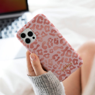 Trendy Cute Pink Leopard Pattern Personalized iPhone 16 Pro Case