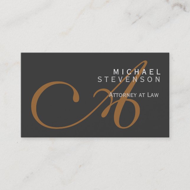 Trendy Cute Plain Monogram Attorney Carte de visit (Devant)