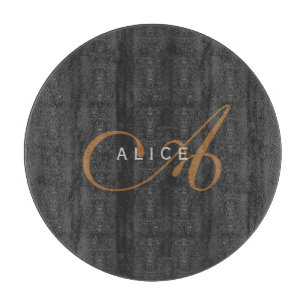 Trendy Cute Plain Monogram Initial Name Cutting Board