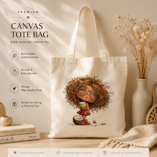 Trendy Cute Quirky Summer Girl Grocery  Tote Bag
