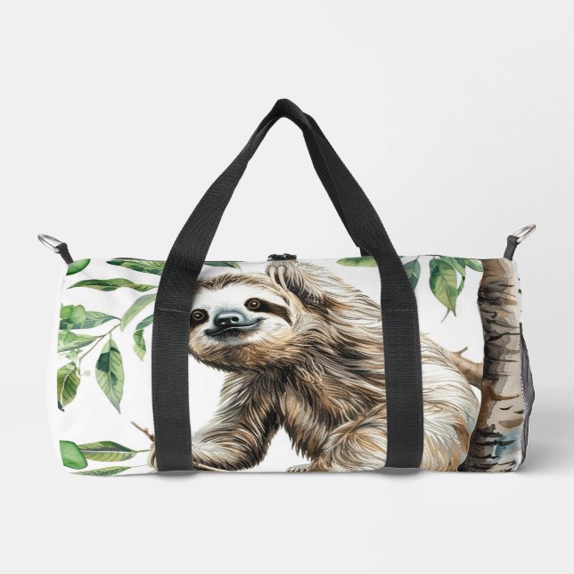 Trendy Cute Sloth In A Tree Custom Duffle Bag (Front)