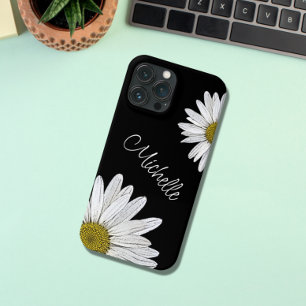 Trendy Daisies Personalized Black White iPhone 13 Pro Max Case