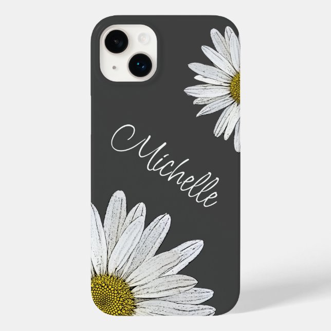 Trendy Daisies Personalized Grey Case-Mate iPhone Case (Back)